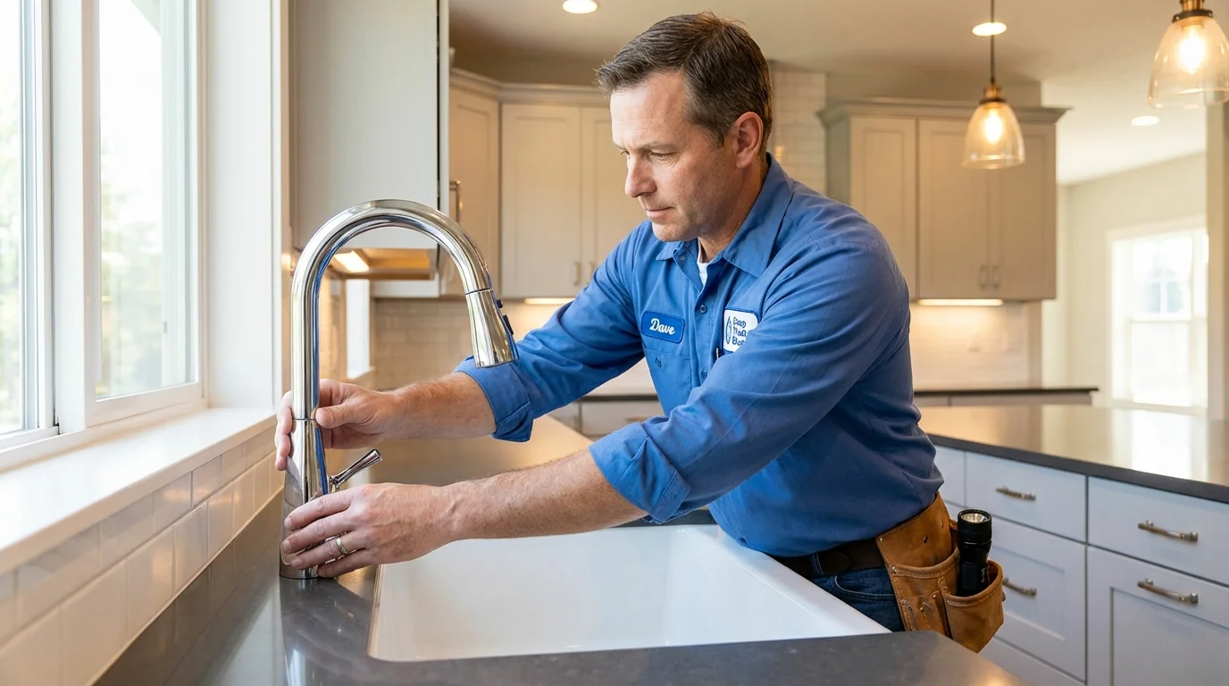 Kitchen faucet installation by Johns Plumbing LLC in Factoryville